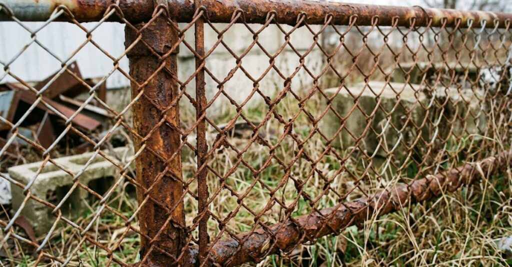 corrosion on metal fencing 